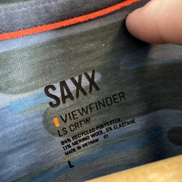 SAXX Viewfinder LS Crew Men’s L Merino Blend Camo Performance Shirt - Picture 2 of 4